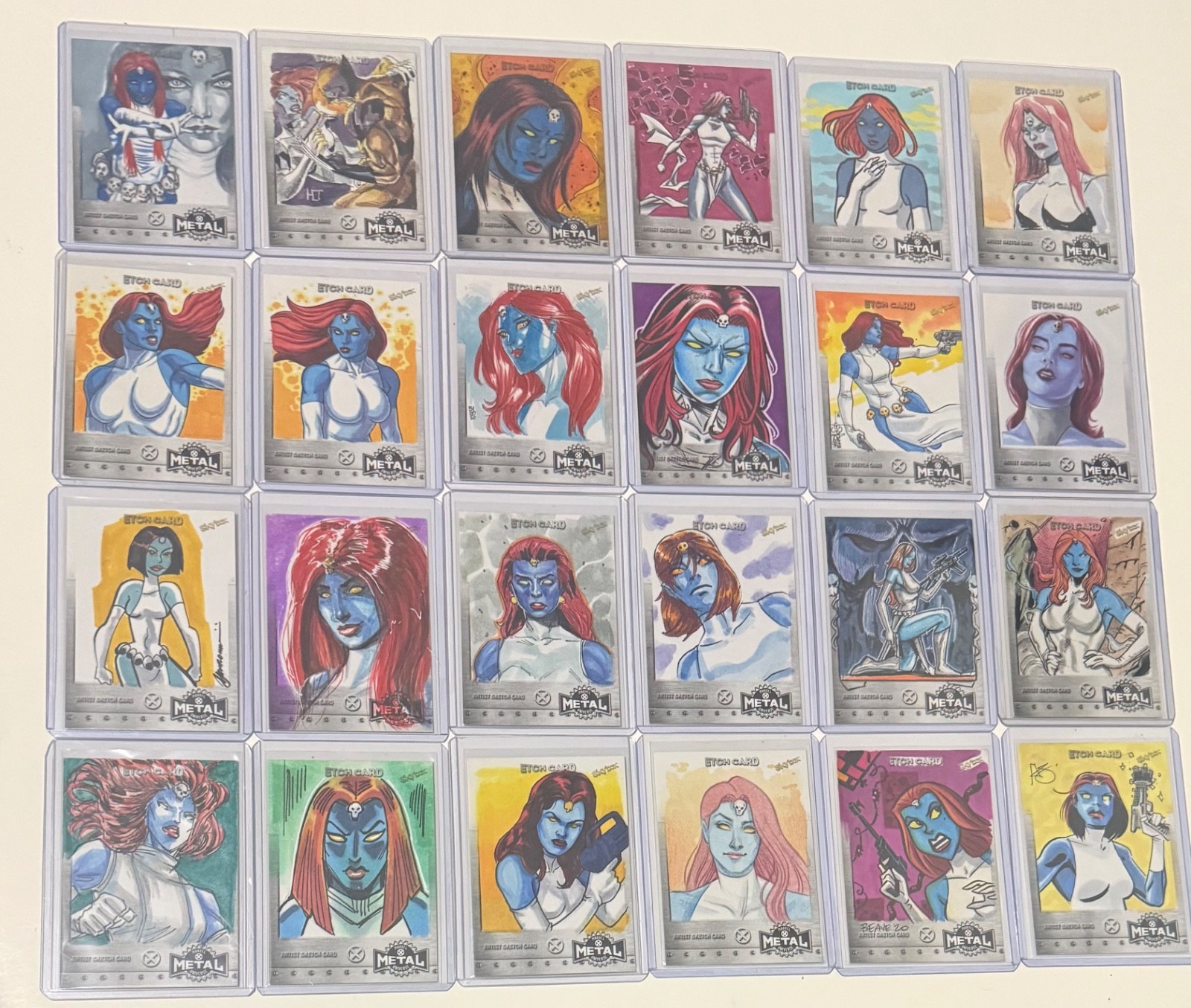2020 2021 UD Marvel X-Men Metal Universe Mystique 24x Sketch Etch Lot by Various 2020 2021 UD Marvel X-Men Metal Universe Mystique 24x Sketch Etch Lot by Various