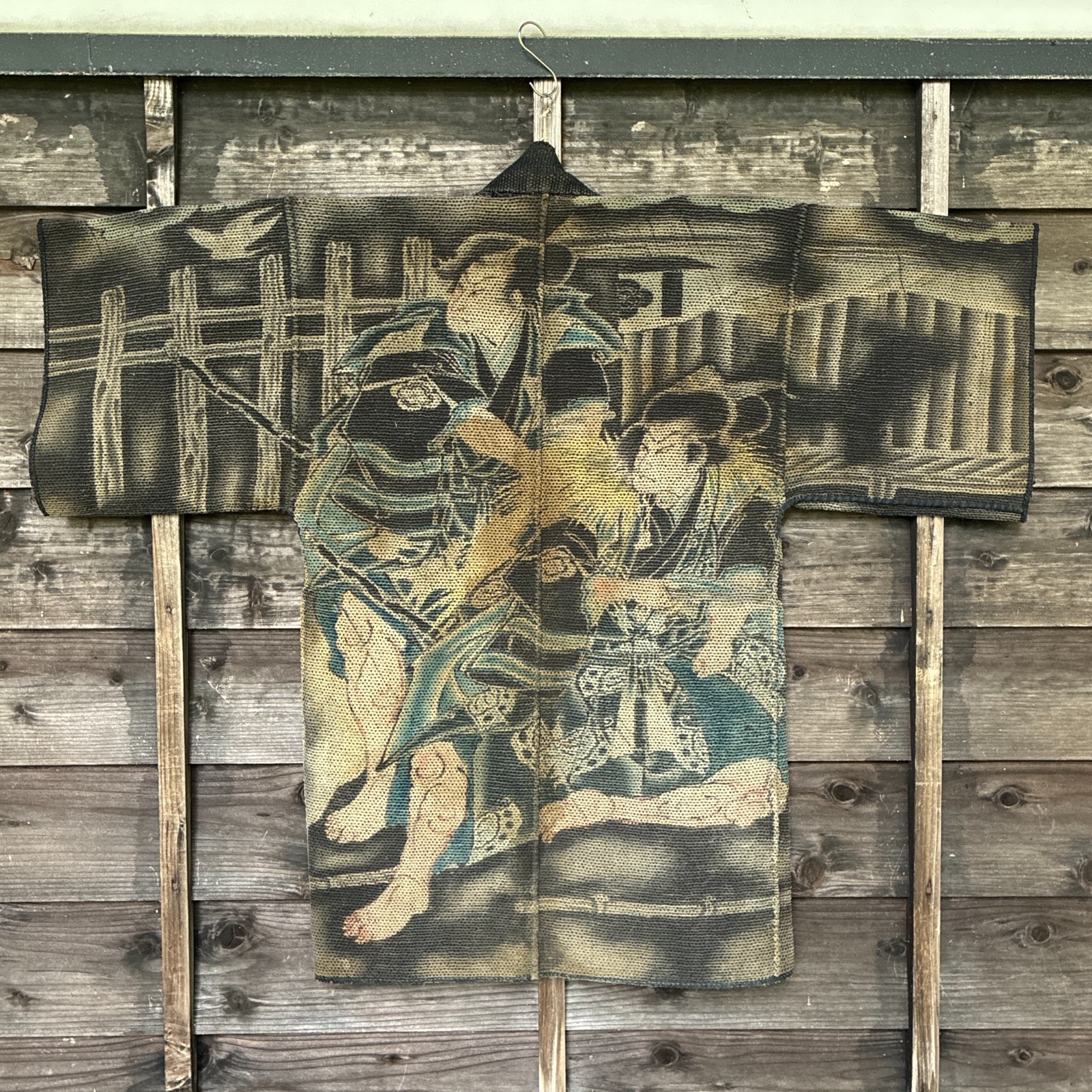 Antique Japanese Hikeshi Firefighter Hanten Jacket Indigo Boro Kabuki Ukiyo-e Antique Japanese Hikeshi Firefighter Hanten Jacket Indigo Boro Kabuki Ukiyo-e