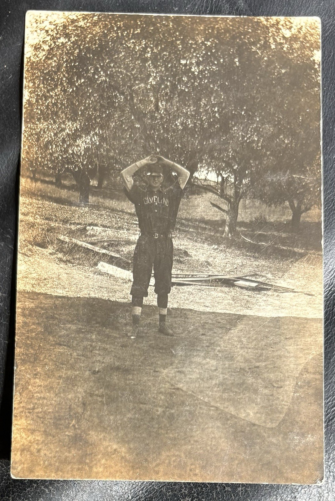 1910-15 MLB Cleveland Lifetime Ban Shoeless Joe Jackson Uniformed Baseball RPPC 1910-15 MLB Cleveland Lifetime Ban Shoeless Joe Jackson Uniformed Baseball RPPC
