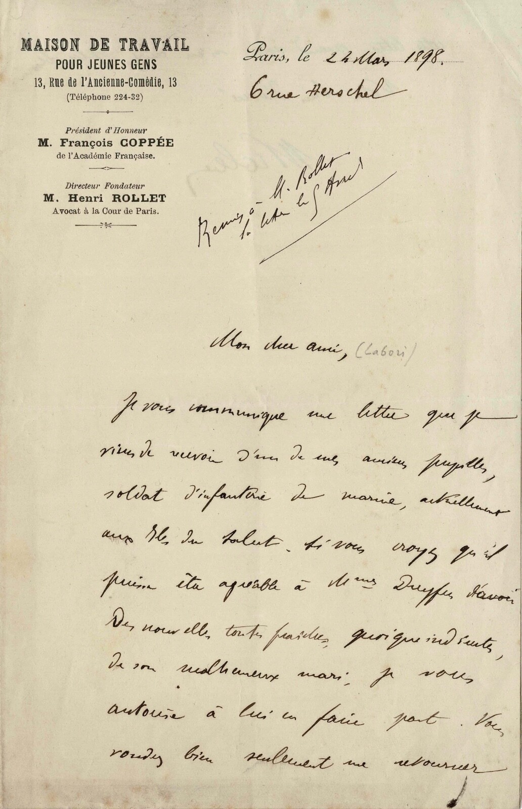 Captain DREYFUS Captivity at Devil’s Island. 2 signed autograph letters