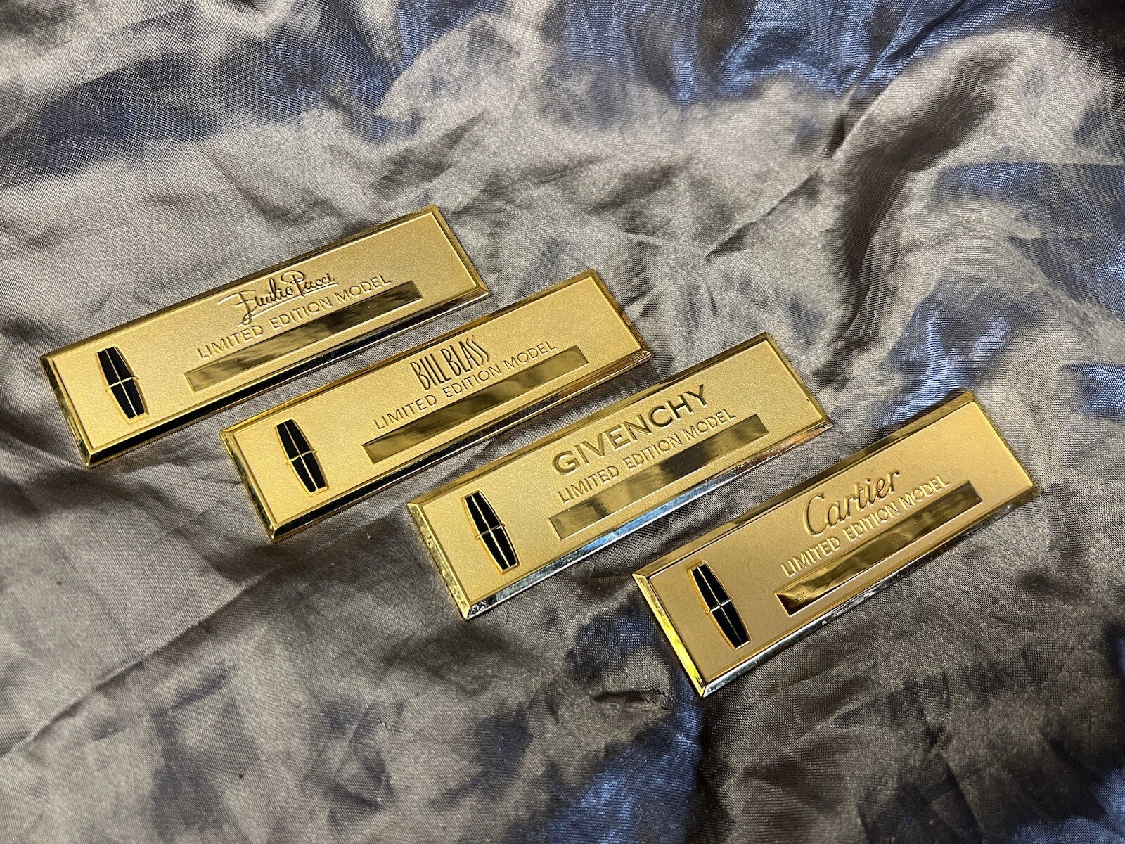 NOS Lincoln Continental Mark V Designer Series Gold Dash Plaque Set Mark IV V VI