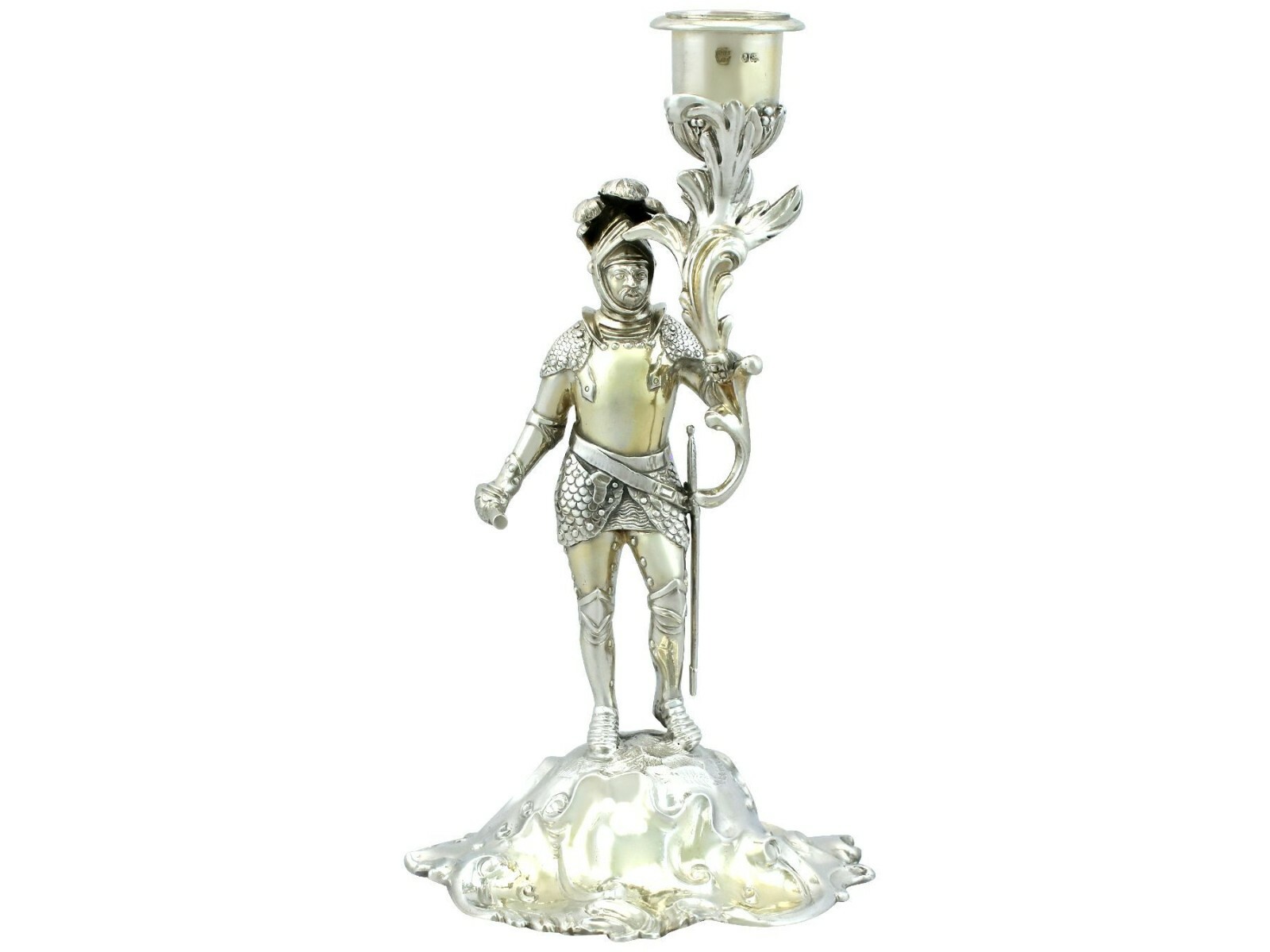 Sterling Silver Gilt Figural Candlestick by Charles Thomas Fox & George Fox Sterling Silver Gilt Figural Candlestick by Charles Thomas Fox & George Fox