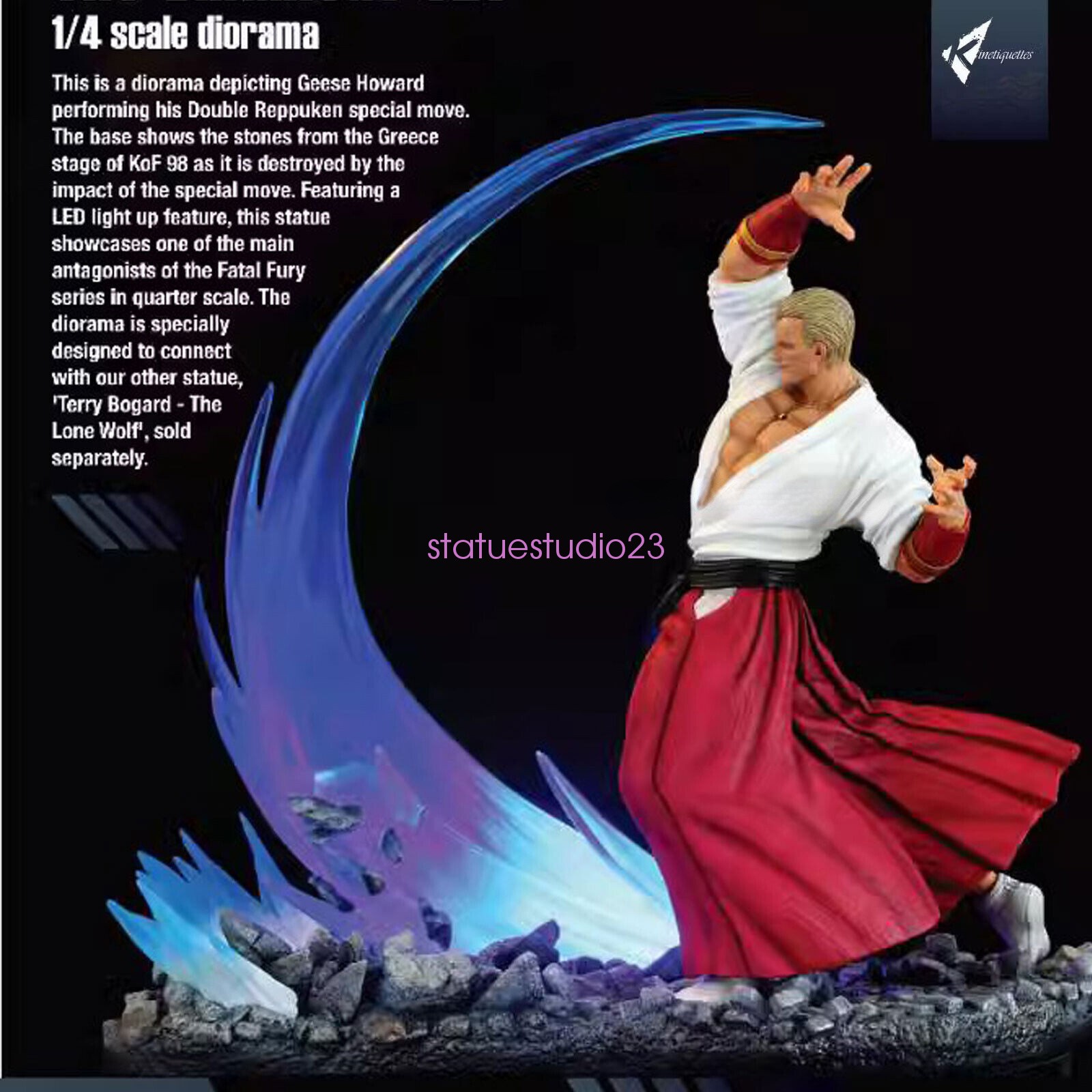 Kinetiquettes GEESE HOWARD 1/4 SNK The King Of Fighters Resin Statue 24\ Kinetiquettes GEESE HOWARD 1/4 SNK The King Of Fighters Resin Statue 24\