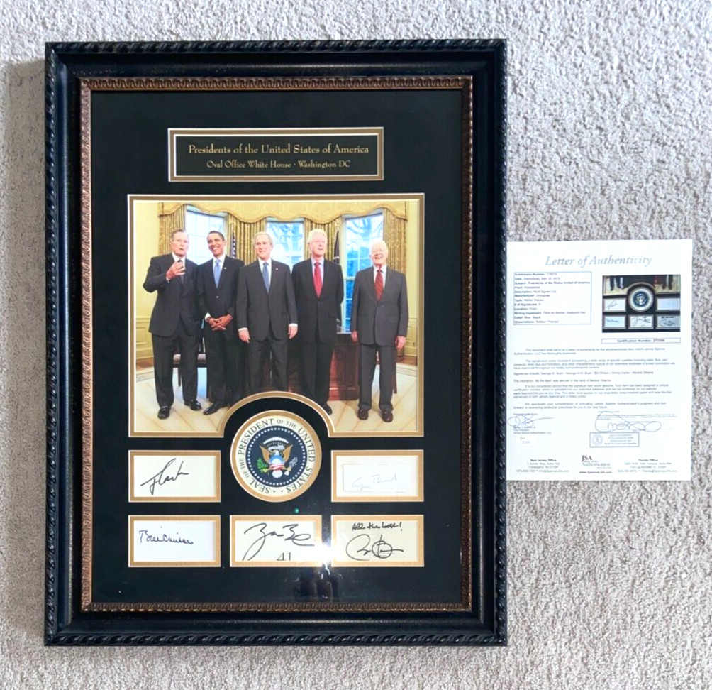 BARACK OBAMA JIMMY CARTER GEORGE HW H W BUSH BILL CLINTON SIGNED PHOTO JSA