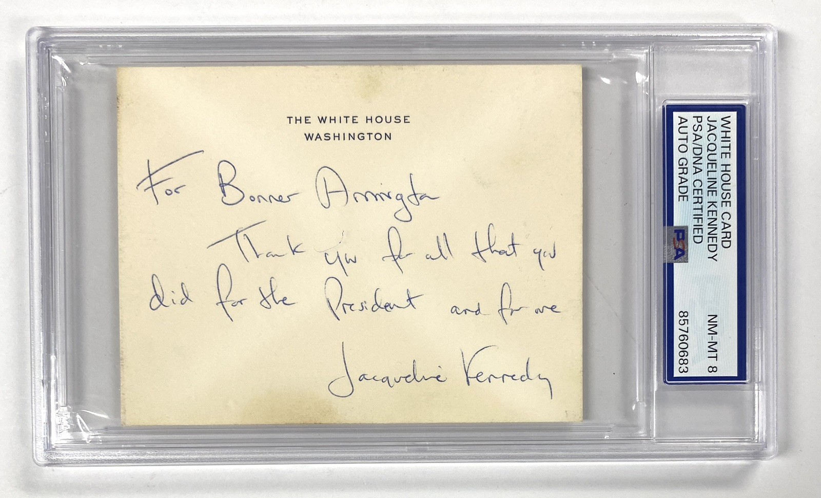 Jacqueline Kennedy Signed White House Thank You Note - PSA Jacqueline Kennedy Signed White House Thank You Note - PSA
