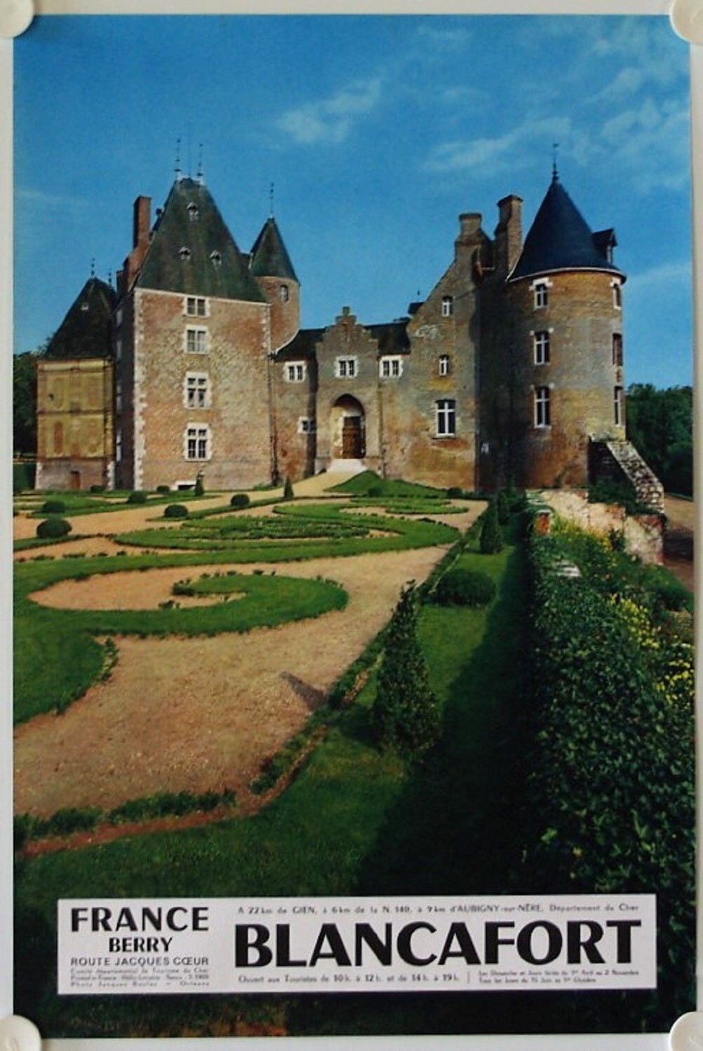 France CHATEAU BLANCAFORT Tourism Poster (Dear) 1969 Route Jacques Coeur France CHATEAU BLANCAFORT Tourism Poster (Dear) 1969 Route Jacques Coeur