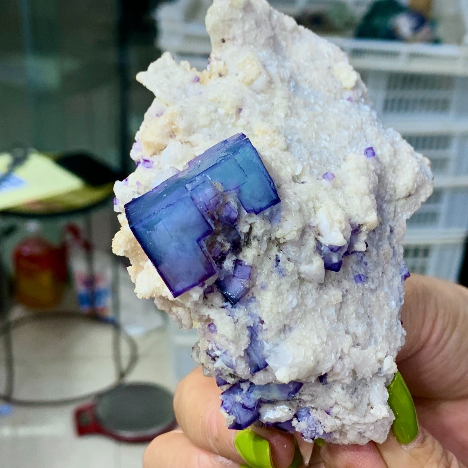 241G Natural Blue and white porcelain fluorite cubic mineral crystal sample/YGX 241G Natural Blue and white porcelain fluorite cubic mineral crystal sample/YGX