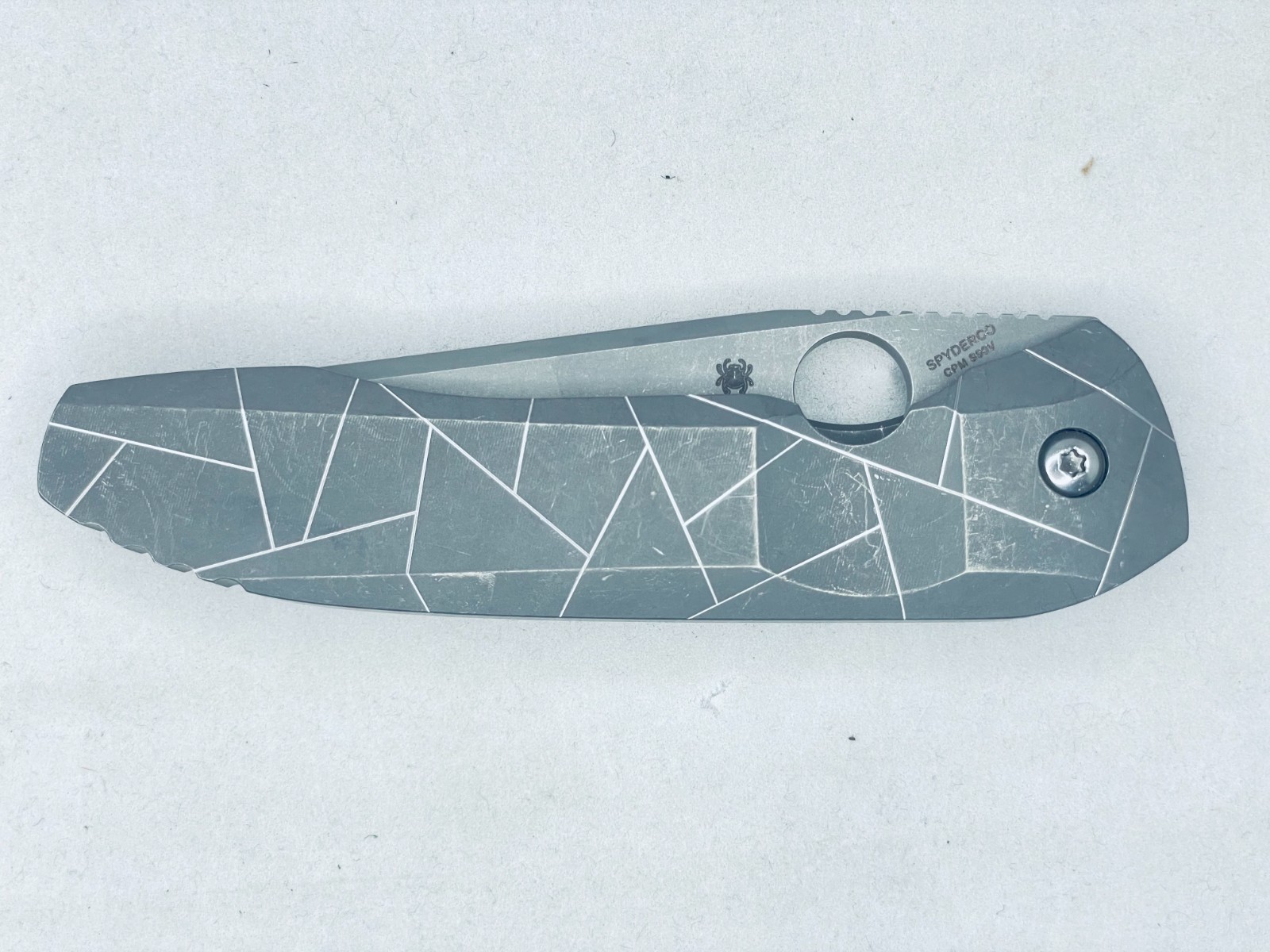 RARE Spyderco Nirvana Gray Titanium S90V Stonewash C199TIP Factory 2nd NEW