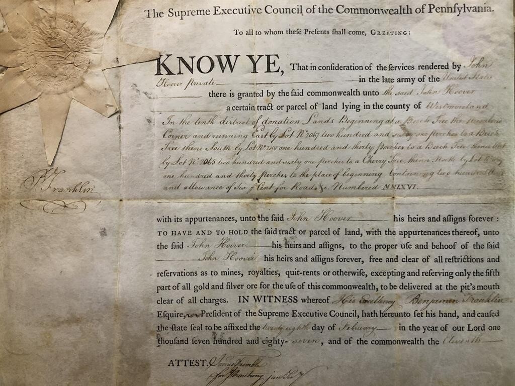 Benjamin Franklin- 1780 Patent Document Signed Boldly Benjamin Franklin- 1780 Patent Document Signed Boldly