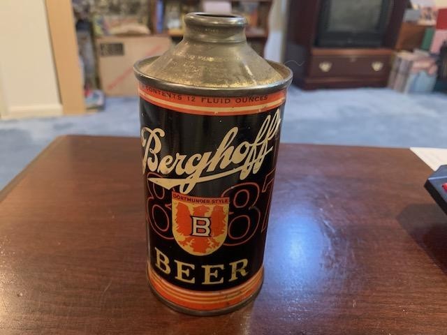 RARE BERGHOFF 1887 CONE TOP BEER CAN IRTP FORT WAYNE INDIANA