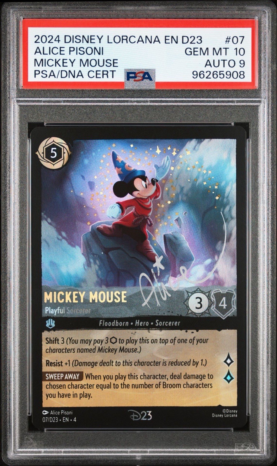 2024 D23 EXPO EXCLUSIVE Mickey PSA 10 ALICE SIGNED AUTO  EXTREMELY RARE