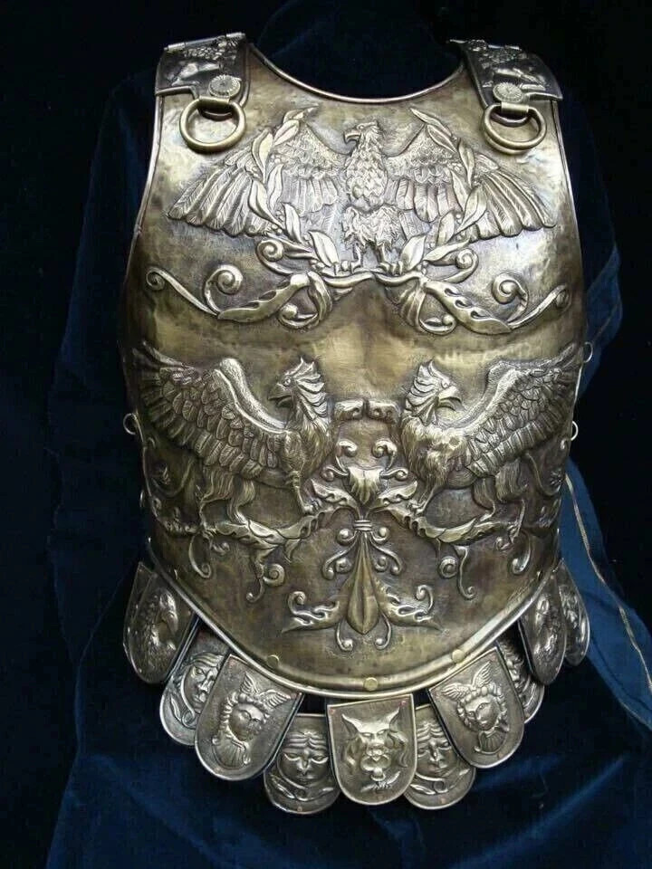 Handcrafted Roman Cuirass with Brass Eagle – 18 Gauge Steel Medieval Breastplate Handcrafted Roman Cuirass with Brass Eagle – 18 Gauge Steel Medieval Breastplate