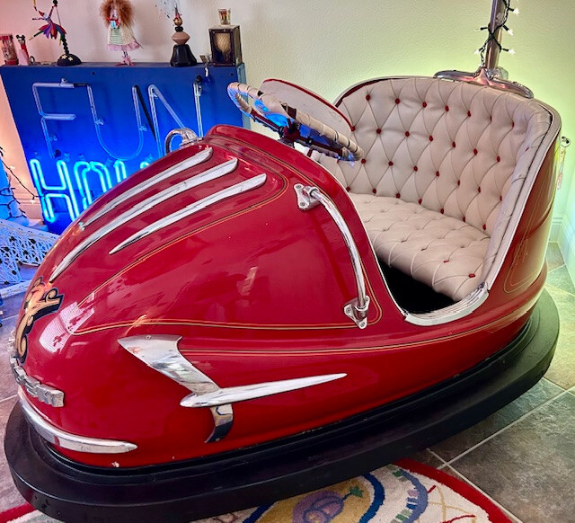 1959 Vintage Dodgem Atomic Red Bumper Car Fully Restored in Pristine Condition 1959 Vintage Dodgem Atomic Red Bumper Car Fully Restored in Pristine Condition