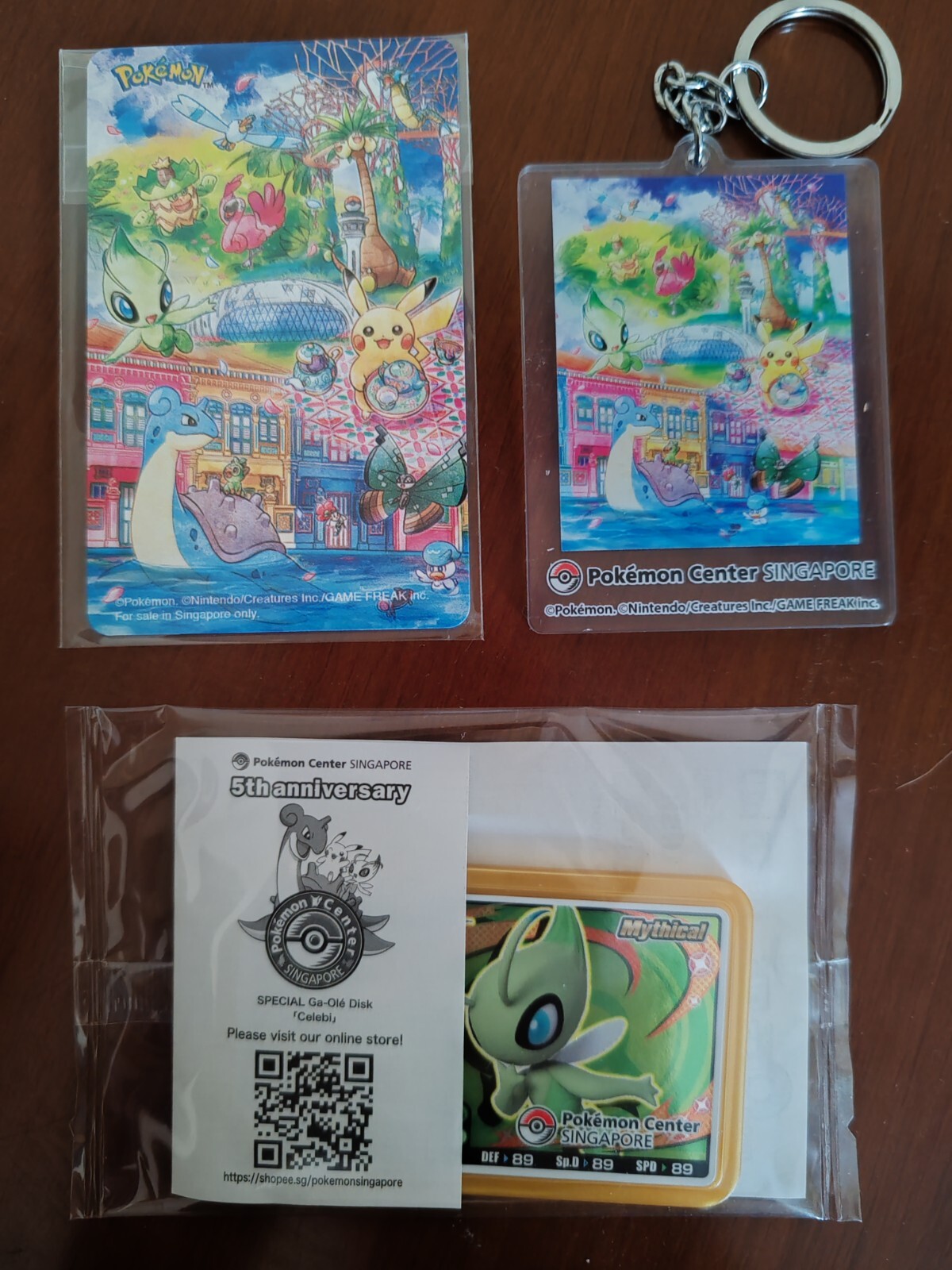 Pokemon Center Singapore 5th Anniversary Rare keychain, Celebi Ga-Olé, Ez-Link