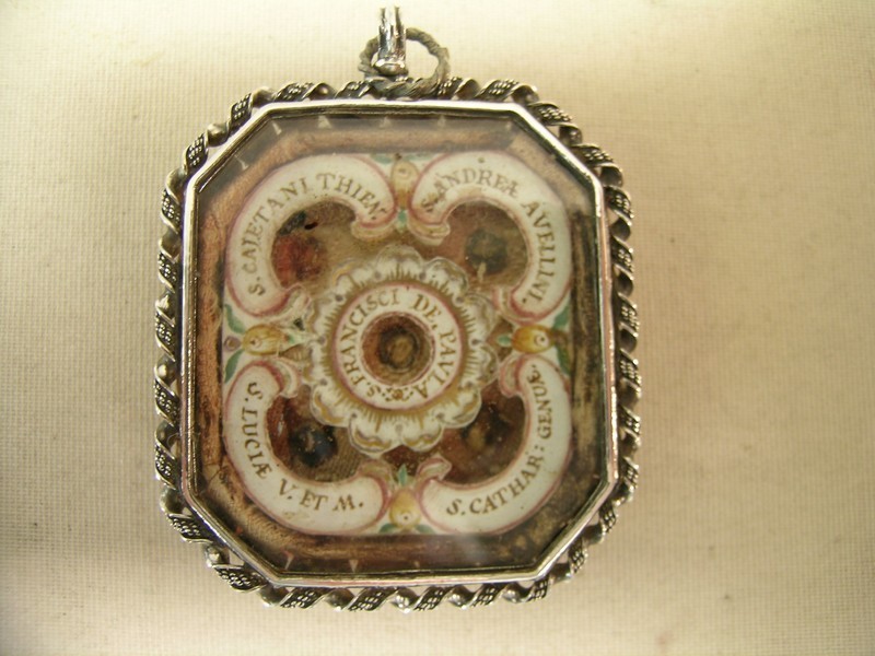 Antique reliquary Saint Francis of Paola, Lucy, Andrew Avellino, Catherine