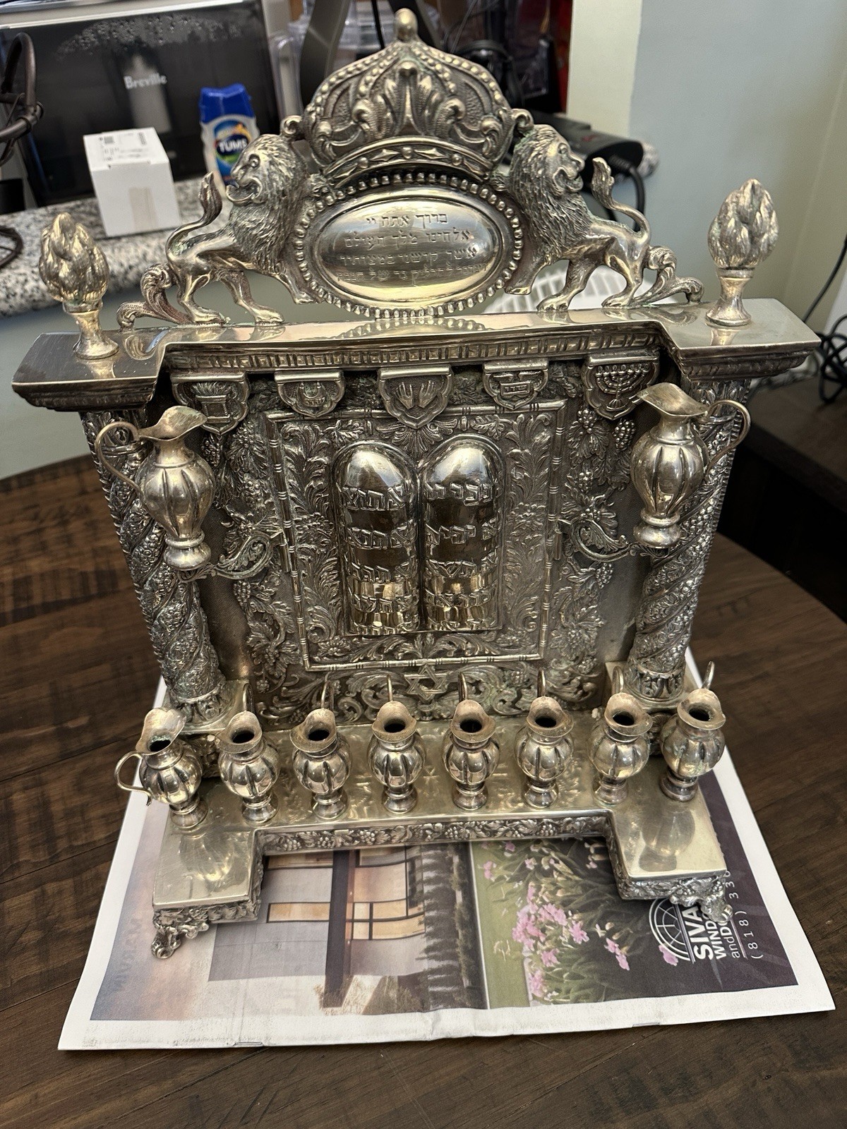 Antique Massive Hanukkah Menorah Judaica Museum Level
