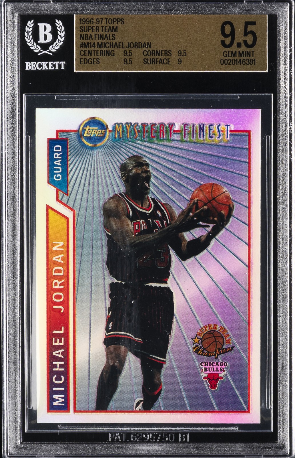 1996-97 TOPPS SUPER TEAM NBA FINALS #M14 MICHAEL JORDAN BGS 9.5 1996-97 TOPPS SUPER TEAM NBA FINALS #M14 MICHAEL JORDAN BGS 9.5