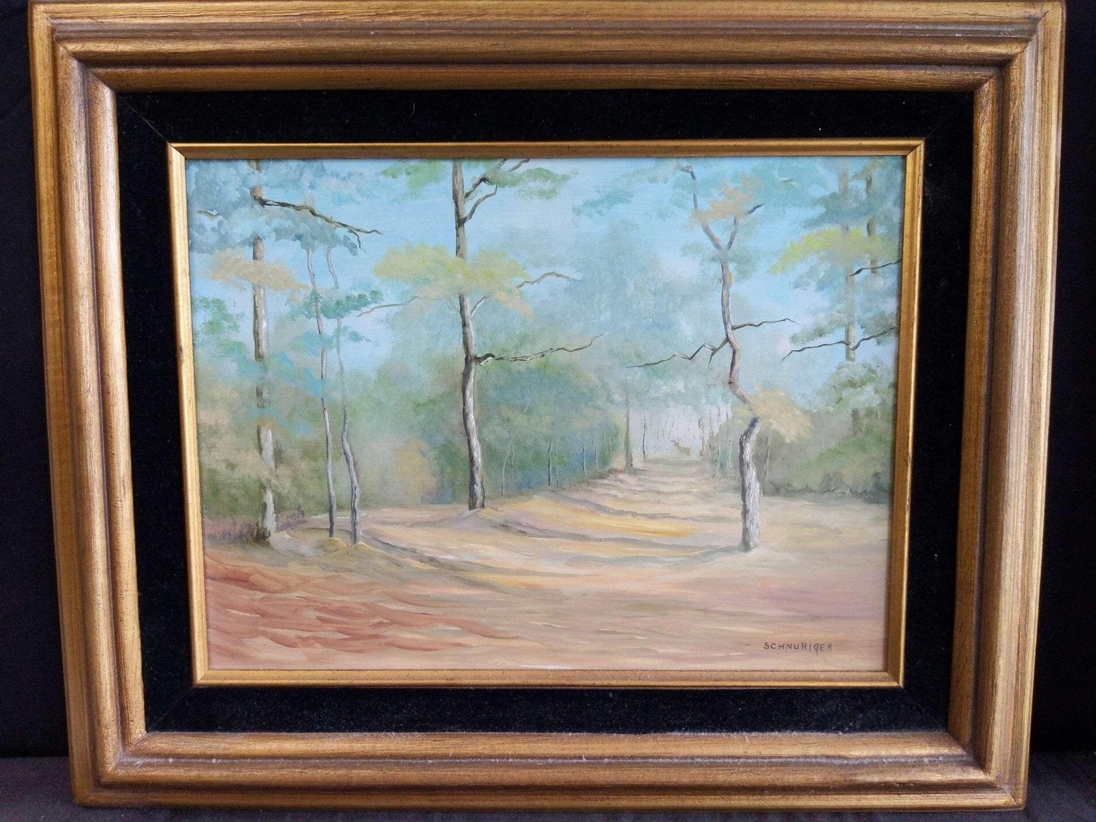 Faye Schnuriger( 1911-1997) San Antonio Texas Landscape Deer Painting on Board Faye Schnuriger( 1911-1997) San Antonio Texas Landscape Deer Painting on Board