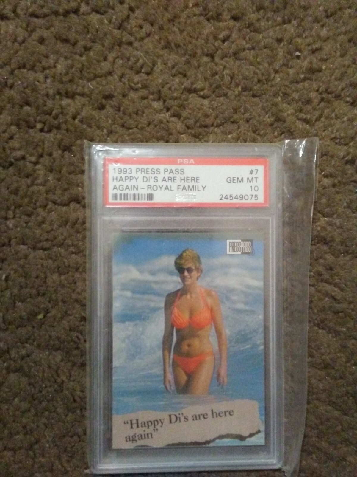 Princess Diana 1993 Press Pass PSA Graded 10 Card, One of a Kind. Princess Diana 1993 Press Pass PSA Graded 10 Card, One of a Kind.