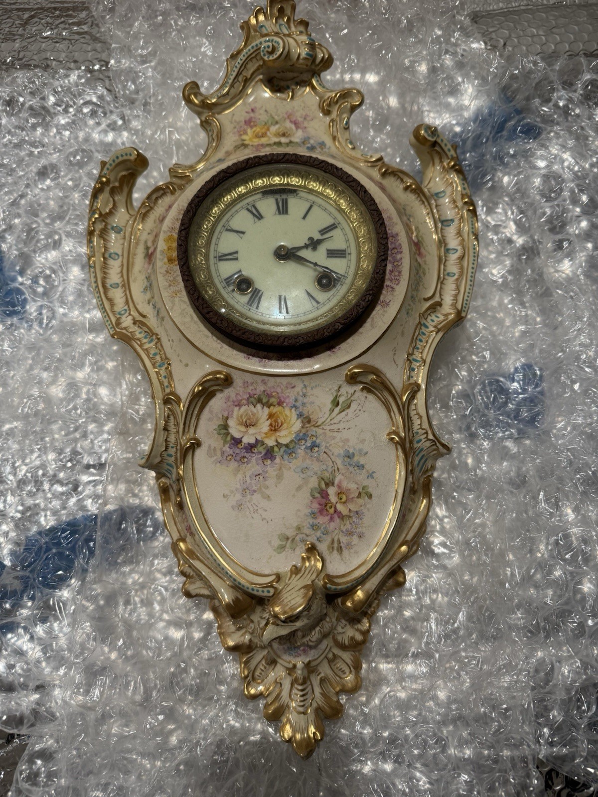 Ansonia #3 Hanging Royal Bonn Porcelain Wall Clock Ansonia #3 Hanging Royal Bonn Porcelain Wall Clock