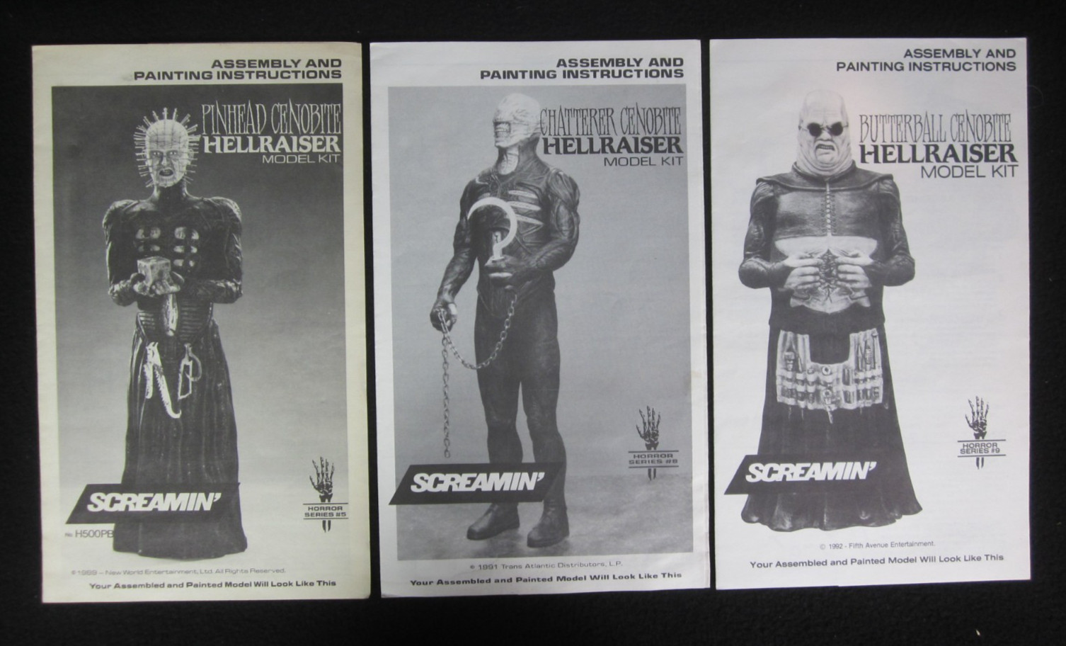 3 Clive Barker Hellraiser Cenobite ASSEMBLY INSTRUCTIONS: Pinhead, Chatterer +1