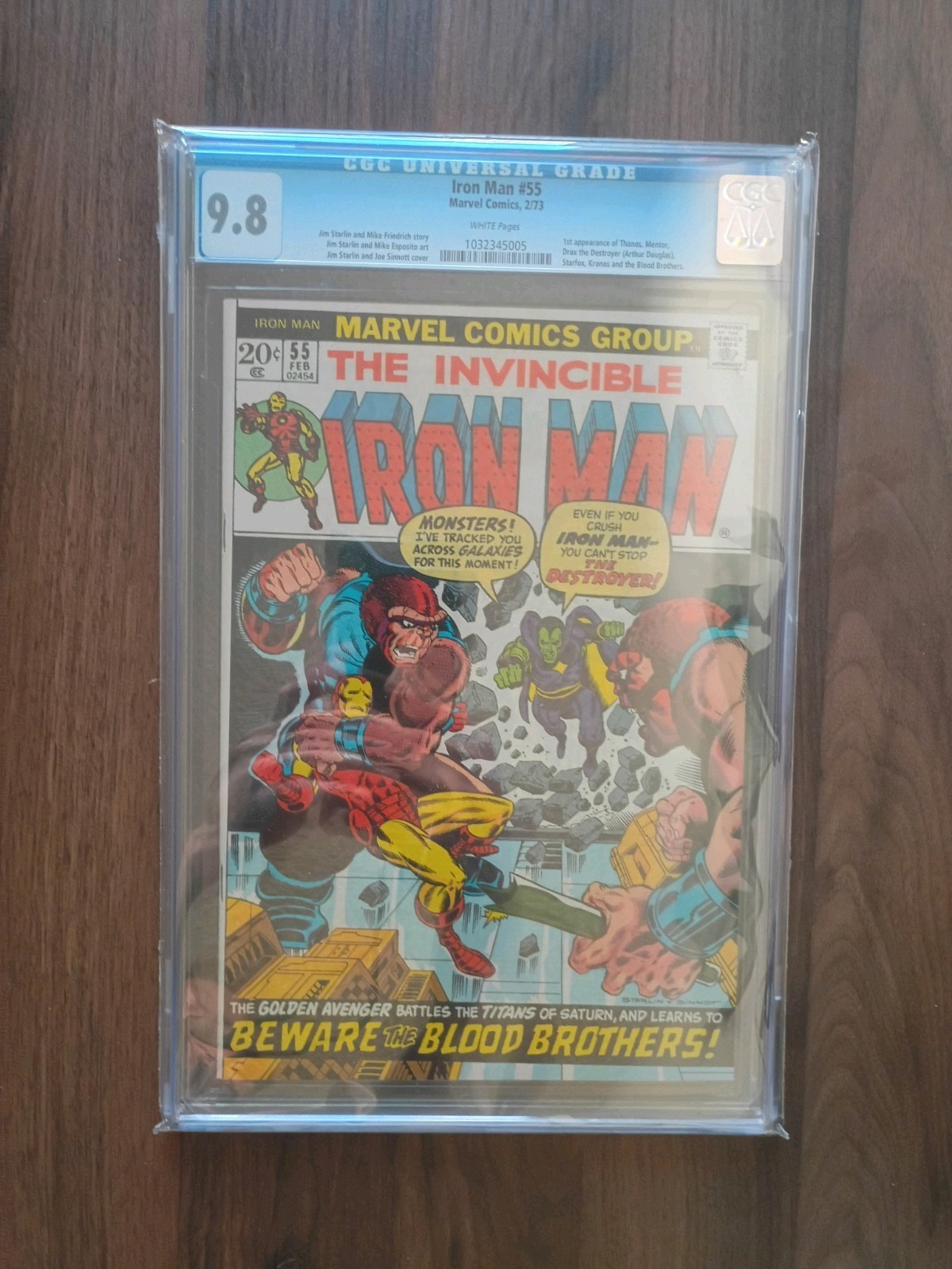 Invincible Iron Man 55 CGC 9.8 White Pages Thanos Drax Starfox Invincible Iron Man 55 CGC 9.8 White Pages Thanos Drax Starfox