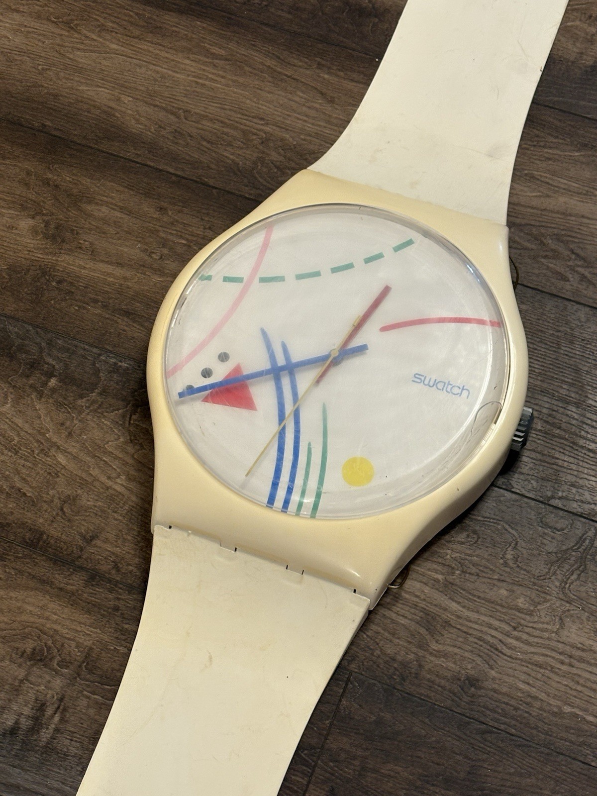 Swatch Watch Maxi Wall Clock Vasily Nikolai 80” Jumbo Large 80s Decor Working Swatch Watch Maxi Wall Clock Vasily Nikolai 80” Jumbo Large 80s Decor Working