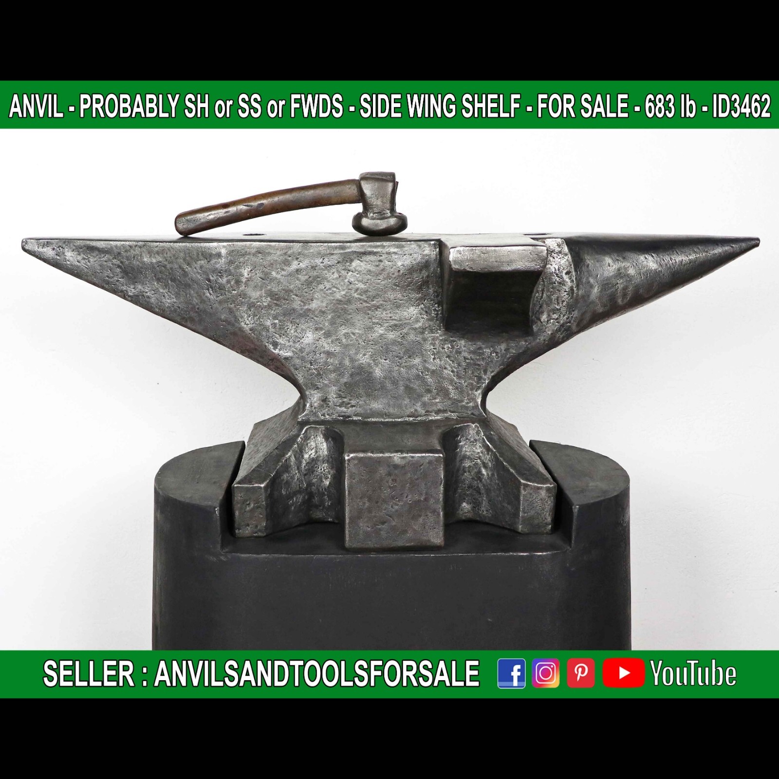ANVIL - PROBABLY SH or SS or FWDS - SIDE WING SHELF - 683 lb - ID3462 ANVIL - PROBABLY SH or SS or FWDS - SIDE WING SHELF - 683 lb - ID3462