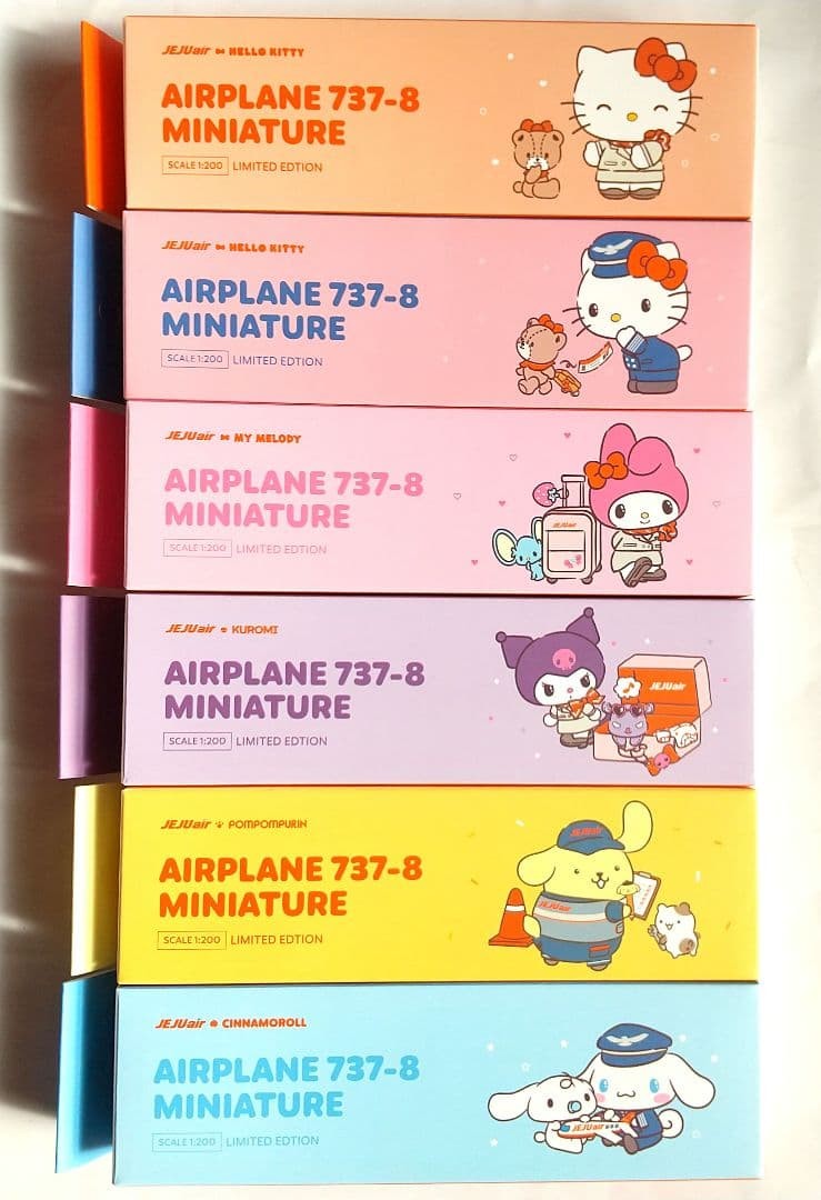 Jeju Air Sanrio B737-8 1/200 Set of 6 Jeju Air Sanrio B737-8 1/200 Set of 6