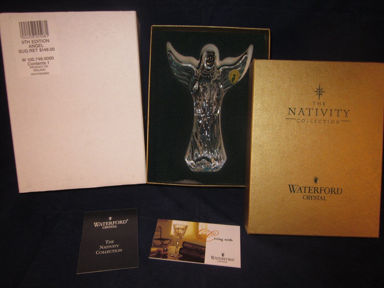 WATERFORD CRYSTAL Nativity Angel #5 Wings Spread 5th Herald Angel STICKER BOX