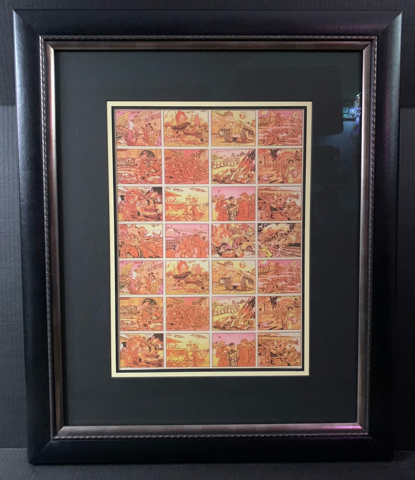 1938 R69 Gum Inc Horrors Of War Framed Proof Uncut Panel-Very Rare