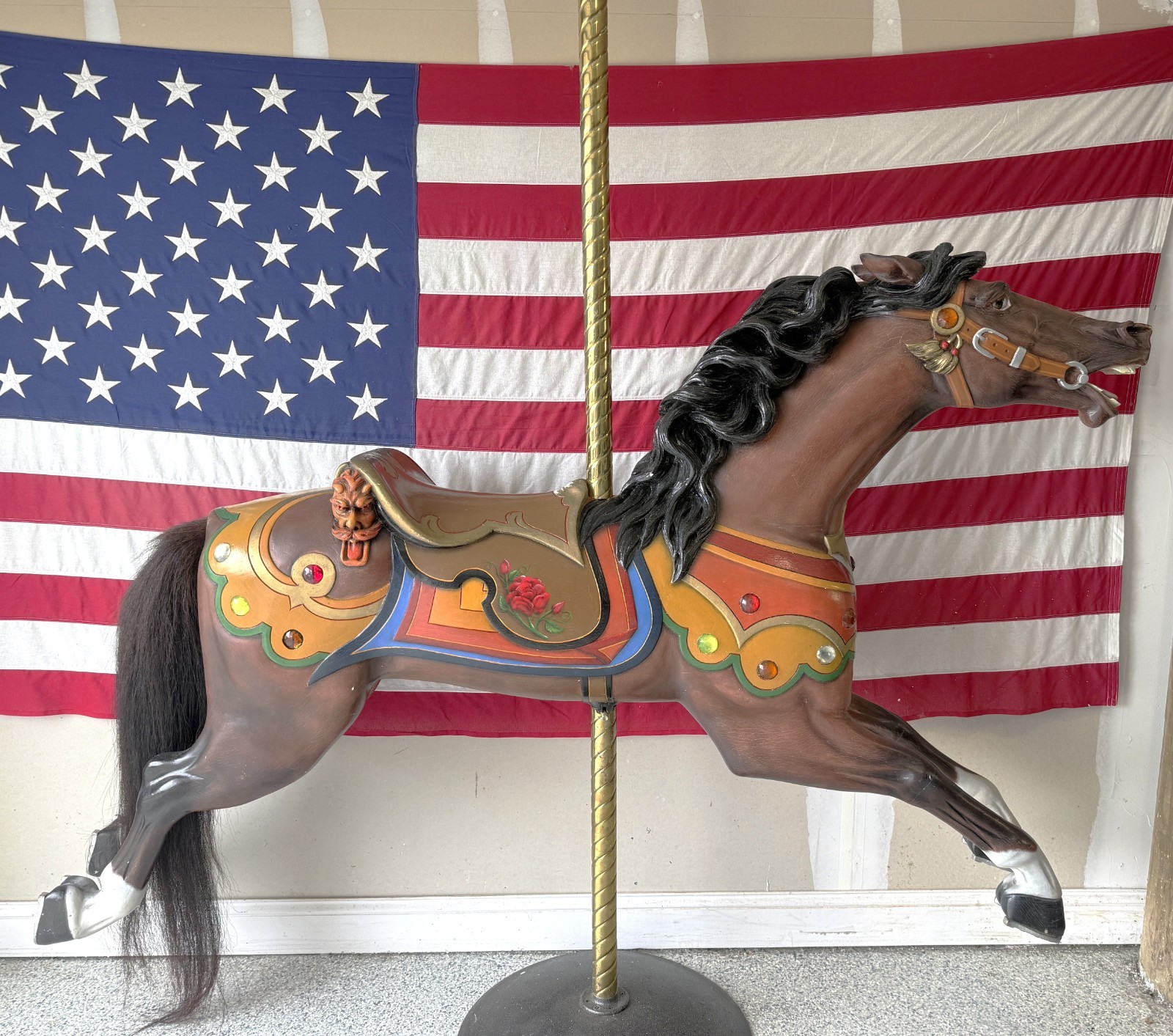 Ringling Bros Circus Carousel Horse Charles Looff 1890s 11-Jewel Outside Jumper