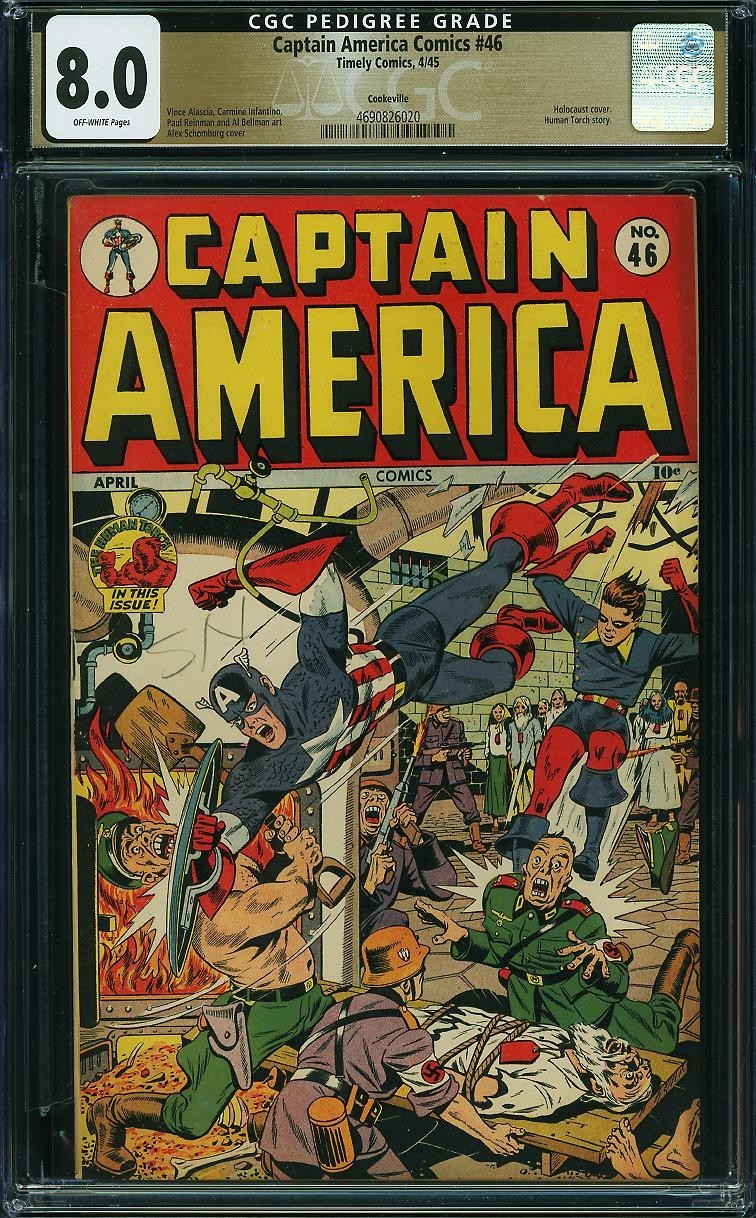 Captain America Comics #46 CGC 8.0 Universal Cookeville Pedigree Holocaust Cover Captain America Comics #46 CGC 8.0 Universal Cookeville Pedigree Holocaust Cover
