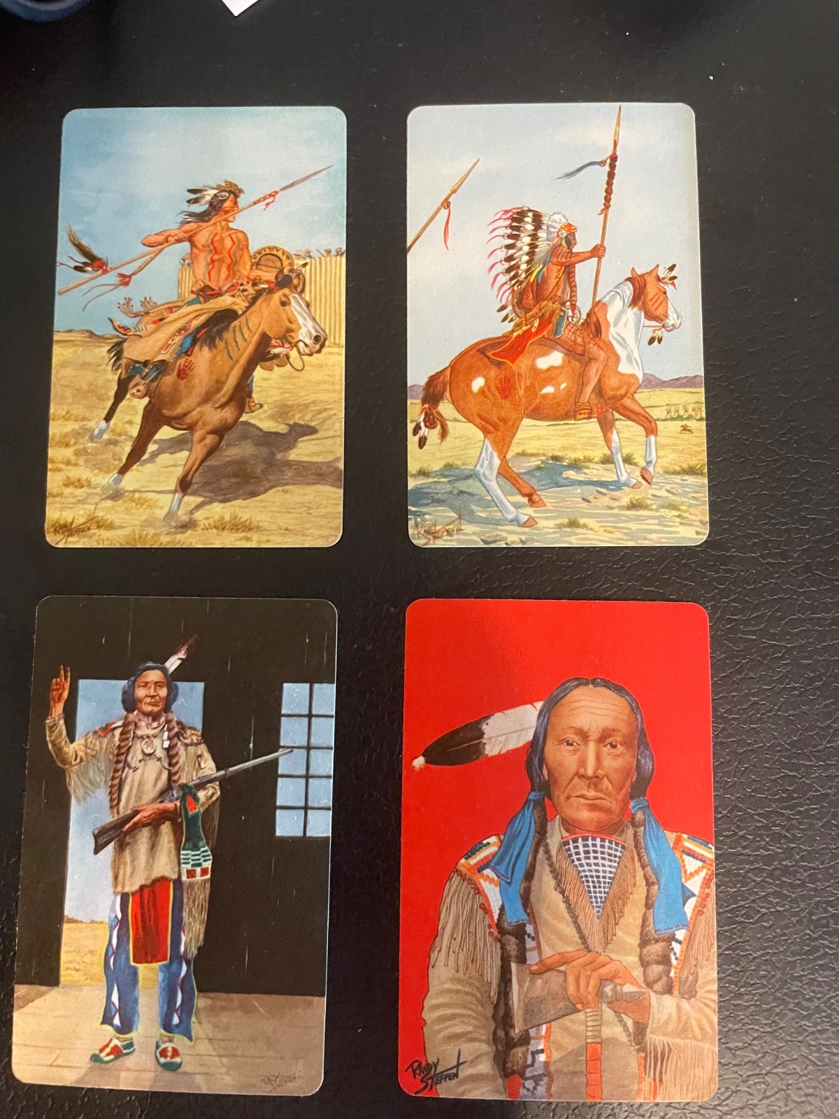 1956 Quaker Oats Native Tradind Cards (4) with Rare Backs