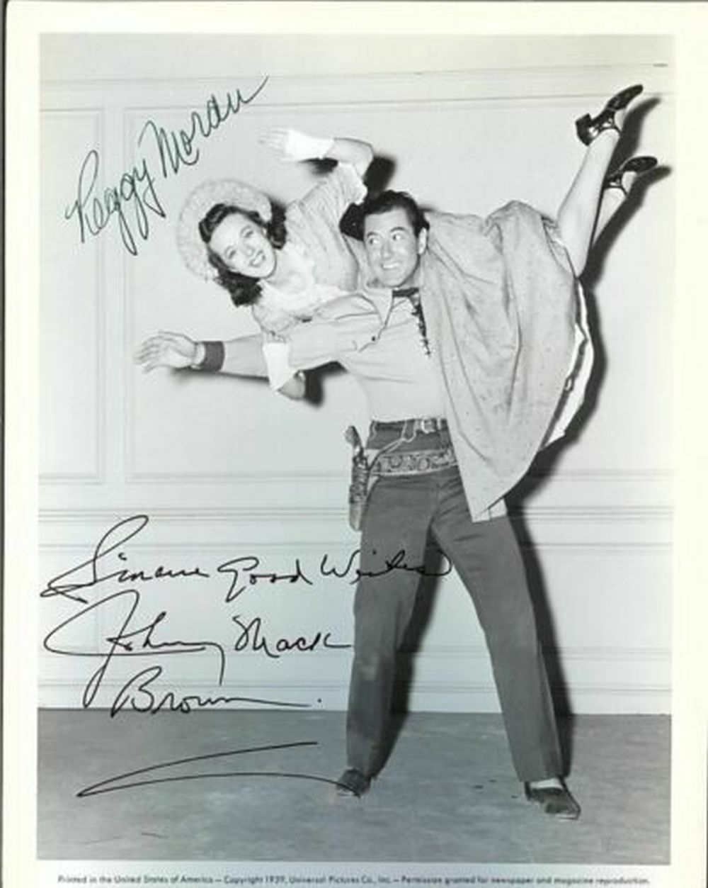 JOHNNY MACK BROWN AND PEGGY MORAN SIGNED JOHNNY MACK BROWN AND PEGGY MORAN SIGNED