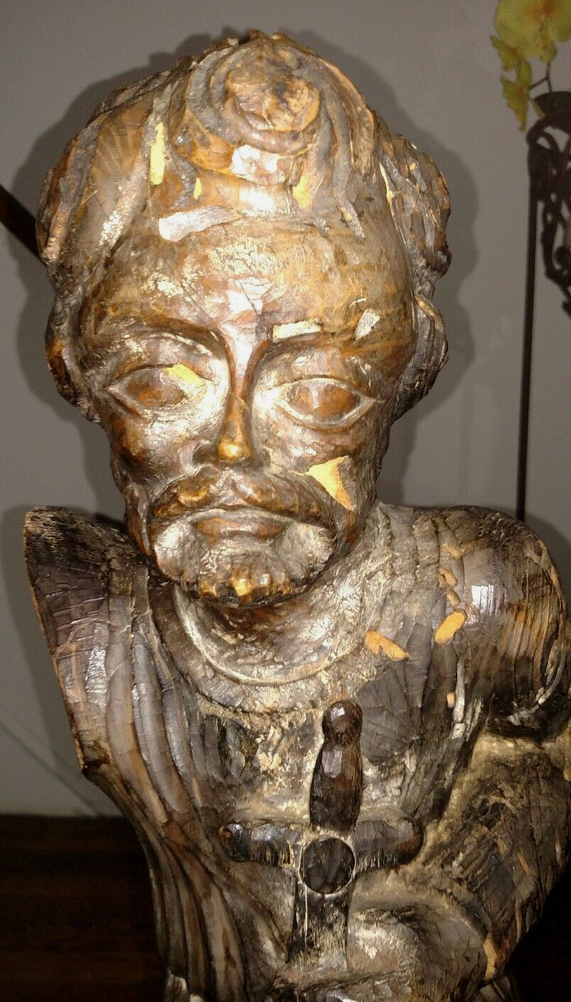 Antique 18/19thc Wood Spanish colonial religion Saint Santo sculpture figure 32 Antique 18/19thc Wood Spanish colonial religion Saint Santo sculpture figure 32