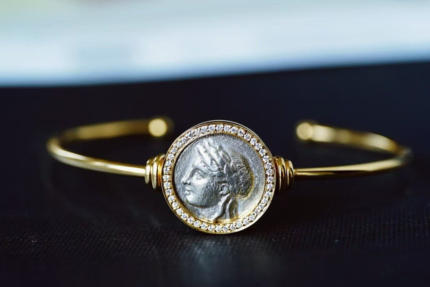 9.25g 18k Gold Inlay Ancient Greece Apollo Silver coins from2260 years bracele 9.25g 18k Gold Inlay Ancient Greece Apollo Silver coins from2260 years bracele