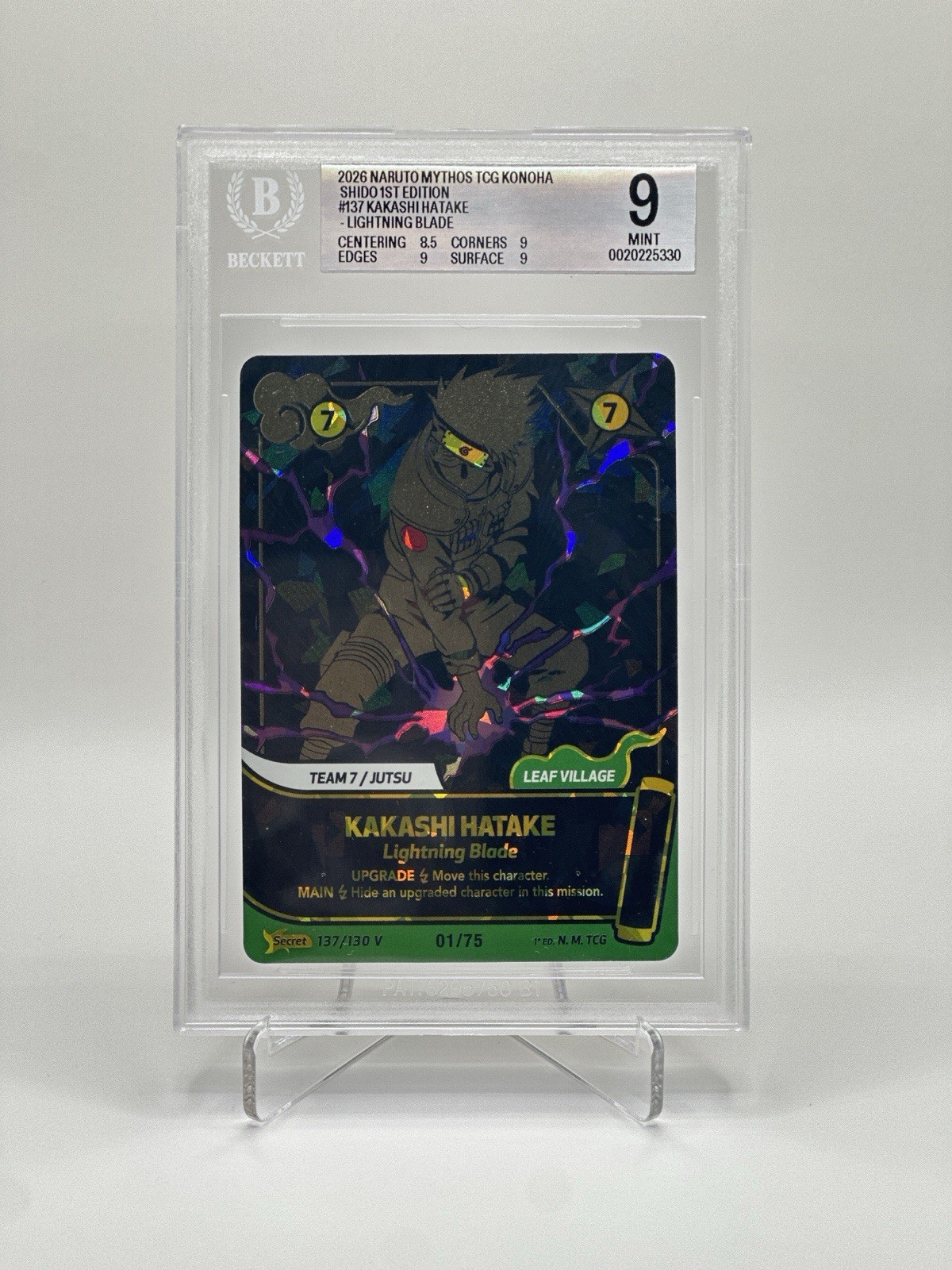 🔥Grail Alert 🔥#1/75 Naruto Mythos TCG 1st Edition kakashi 137/130 V Secret 