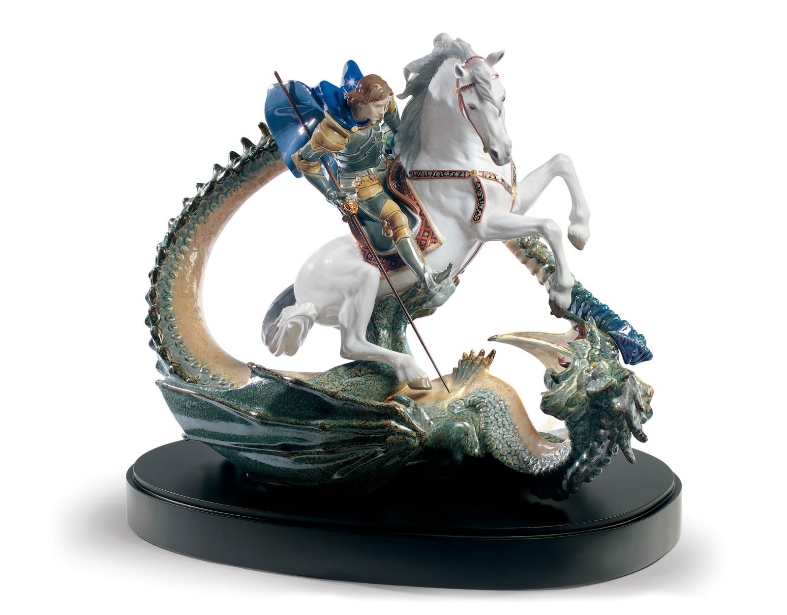 Lladro Saint George and the Dragon Sculpture High Porcelain 01001975 Lladro Saint George and the Dragon Sculpture High Porcelain 01001975