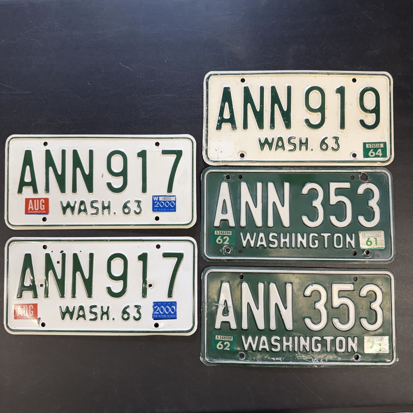 Washington 1963 And 1958 ANN License Plates Lot Of 5