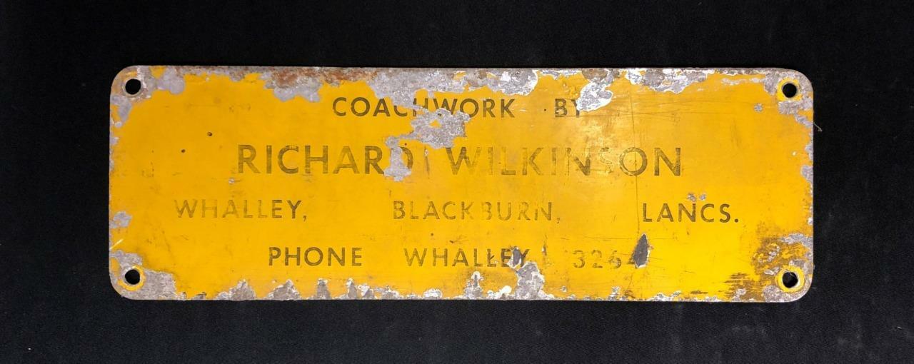 COACHWORK BY RICHARD WILKINSON WHALLEY BLACKBURN MOTOR VEHICLES BADGE EMBLEM