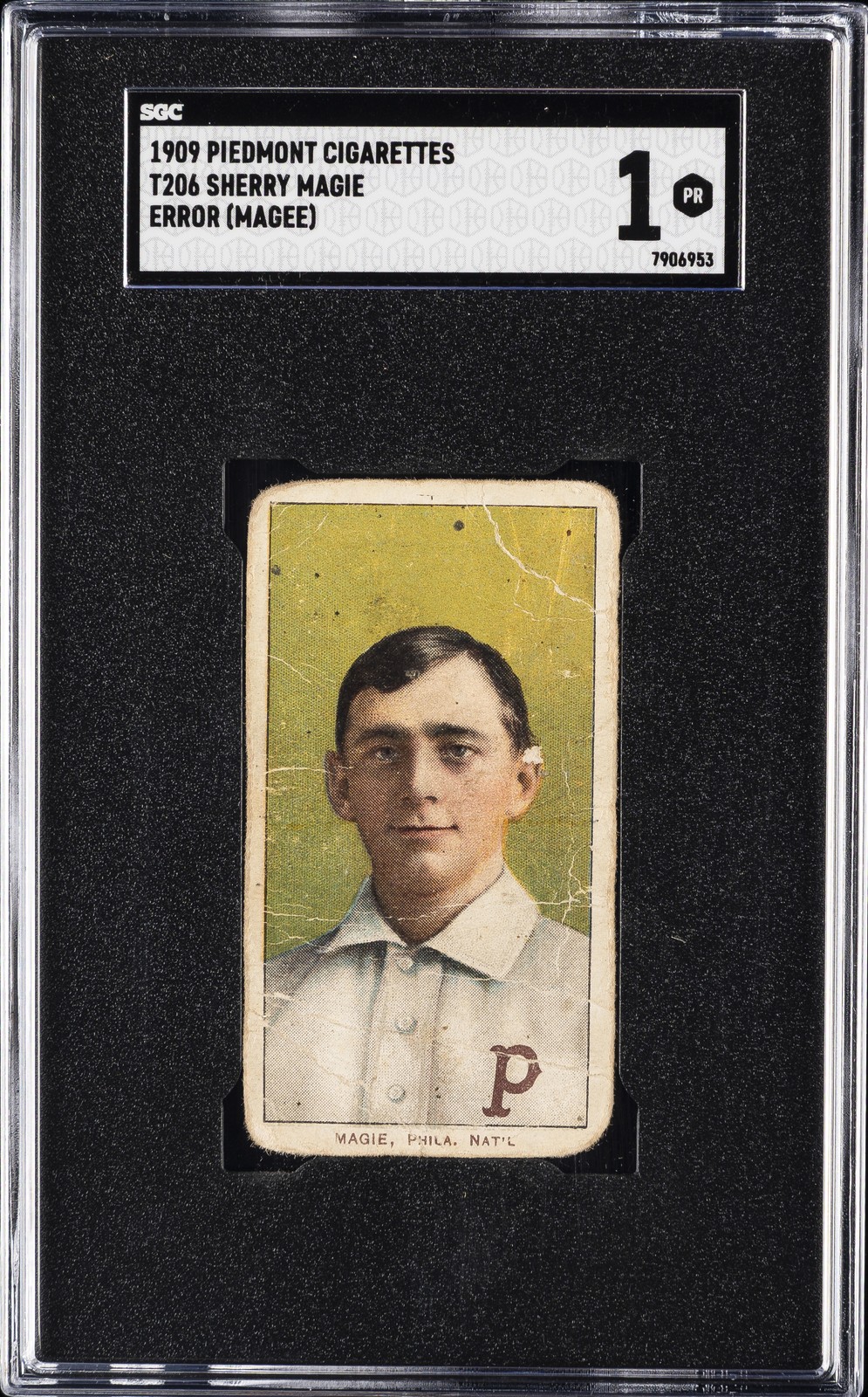 1909 T206 PIEDMONT CIGARETTES ERR SHERRY MAGIE SGC 1