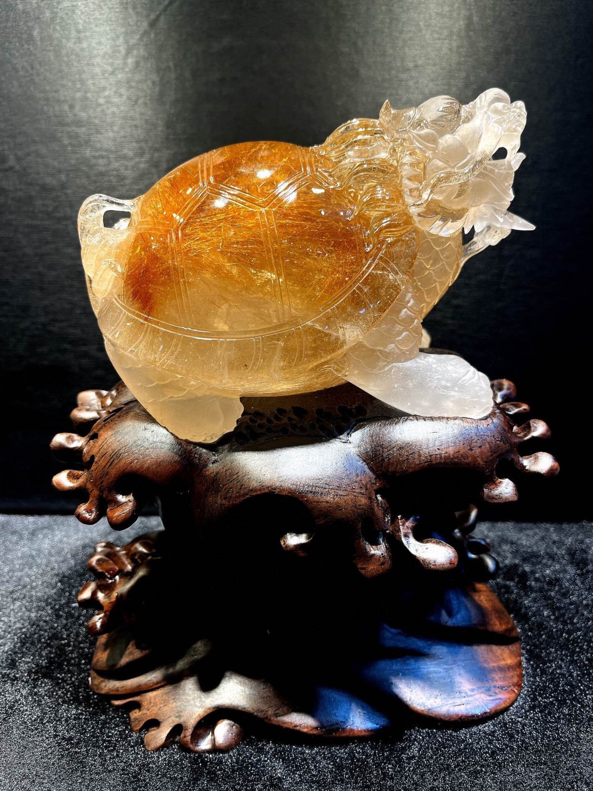 4.3LB Top Rare Natural golden rutile dragon turtle Mineral specimen +base 4.3LB Top Rare Natural golden rutile dragon turtle Mineral specimen +base
