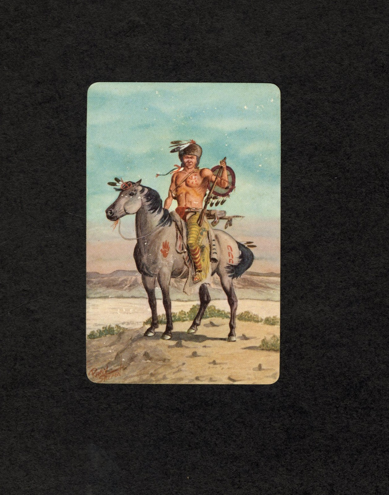 1956 Quaker Oats #6 Blackfeet Warrior Rare Sample Card Chris Benjamin Collection
