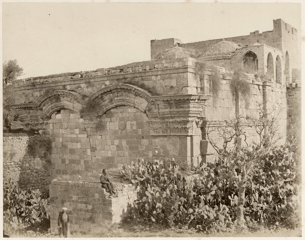 1860's PHOTO - HOLY LAND PALESTINE EXP. FUND PHILLIPS? GOLDEN GATEWAY JERUSALEM