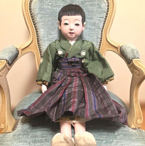 Antique Ichimatsu Doll Boy Kyoto Taisho 15 Three-Fold Body Traditional Japanese Antique Ichimatsu Doll Boy Kyoto Taisho 15 Three-Fold Body Traditional Japanese
