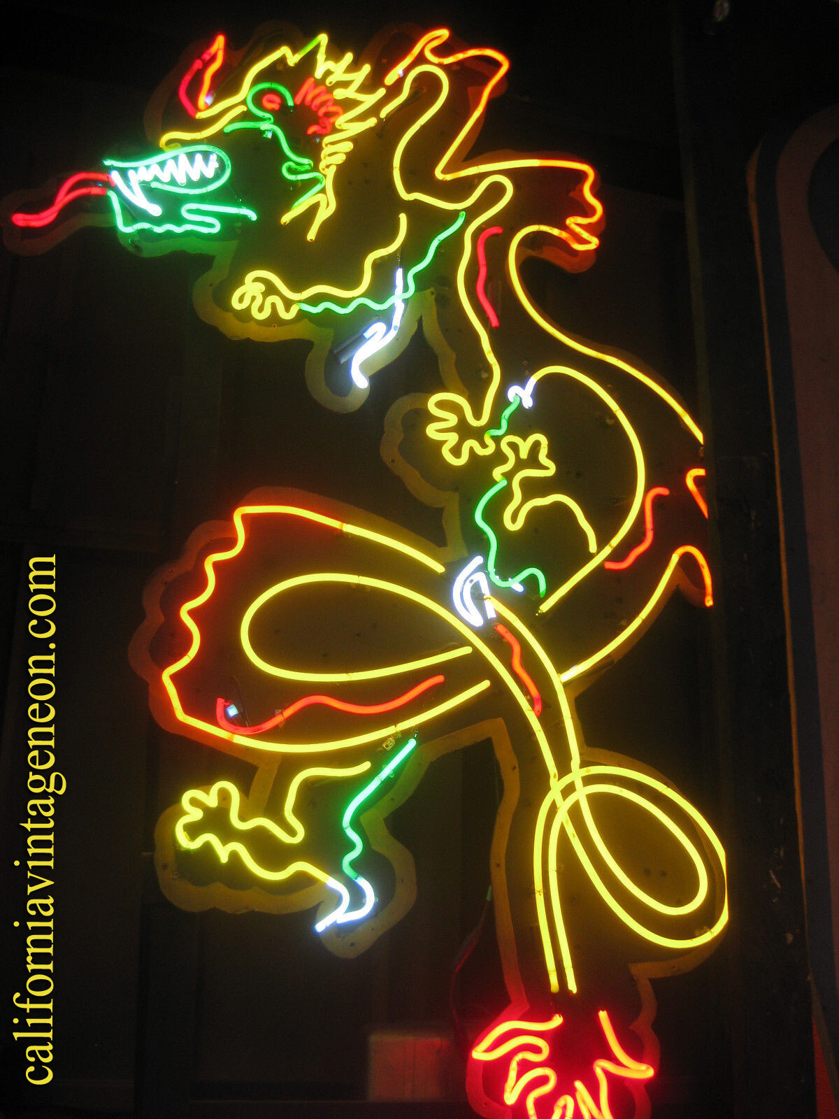 Vintage 1960's Tall Hong Kong style DRAGON Antique NEON Sign - Rare Euro Glass