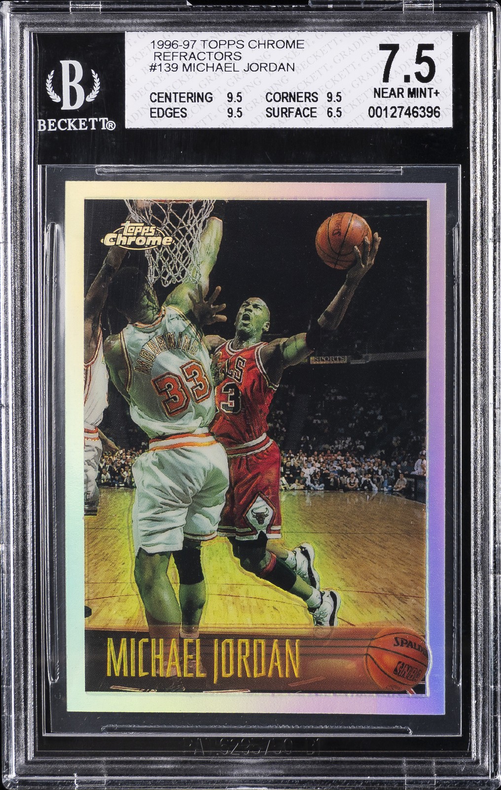 1996-97 TOPPS CHROME REFRACTORS #139 MICHAEL JORDAN BGS 7.5 1996-97 TOPPS CHROME REFRACTORS #139 MICHAEL JORDAN BGS 7.5