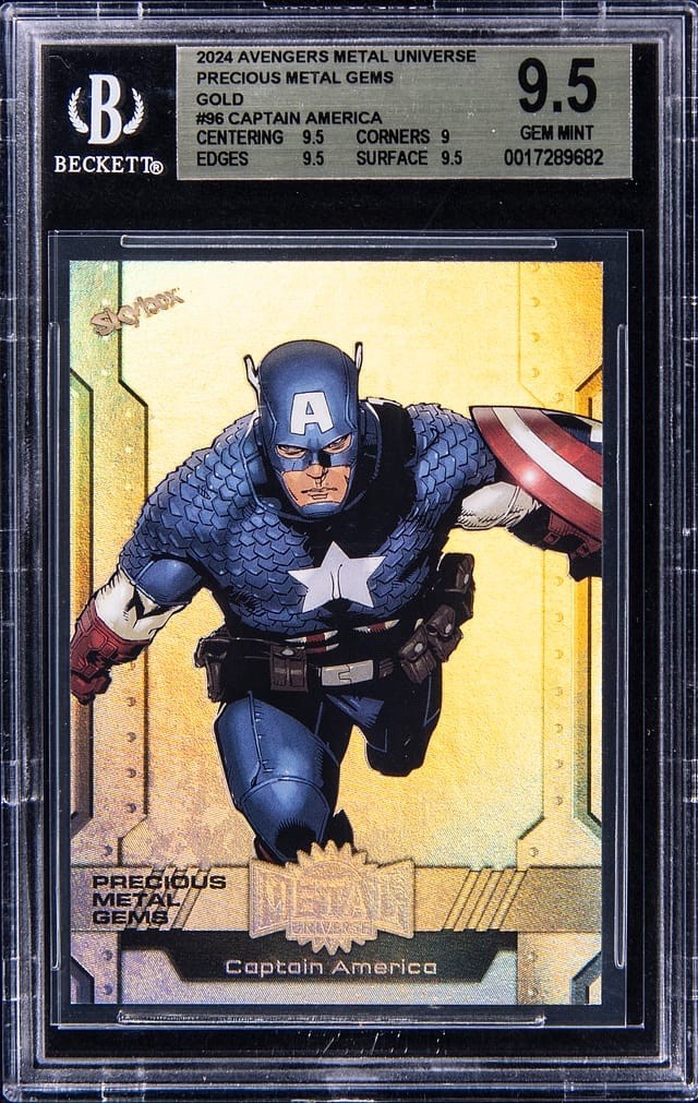2024 SkyBox Marvel Metal Captain America Precious Metal Gems PMG Gold 1/1 2024 SkyBox Marvel Metal Captain America Precious Metal Gems PMG Gold 1/1
