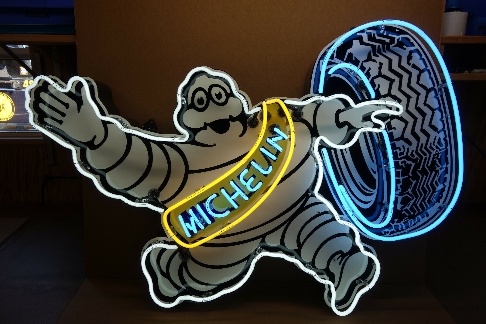 Michelin Bibendum NEON Dealer sign. Steel Enamel neon ART. HUGE 36